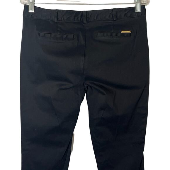 Michael Kors Pants Womens Size 8 Black Twill Ankle Mid Rise Pockets Logo Stretch - Picture 5 of 8